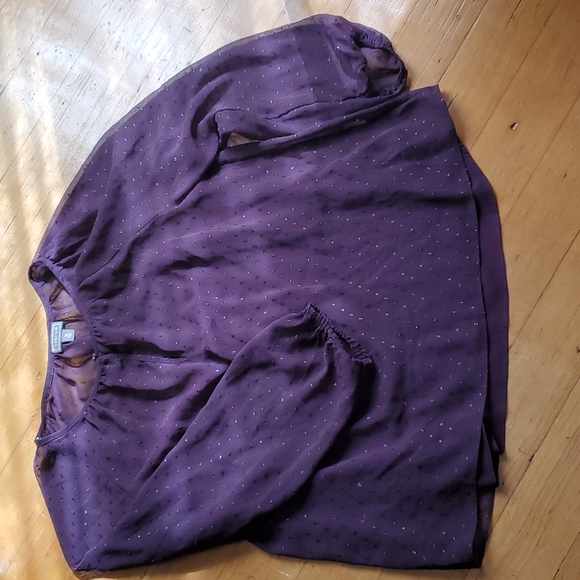 Point Sur sheer aubergine blouse & cami - Picture 3 of 12